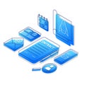 Startup launch isometric color vector illustration