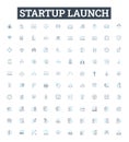 startup launch vector line icons set. Launch, Startup, Entrepreneur, Business, Begin, Fund, Found illustration outline