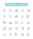 startup launch vector line icons set. Launch, Startup, Entrepreneur, Business, Begin, Fund, Found illustration outline