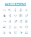 startup launch vector line icons set. Launch, Startup, Entrepreneur, Business, Begin, Fund, Found illustration outline