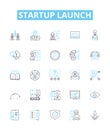 startup launch vector line icons set. Launch, Startup, Entrepreneur, Business, Begin, Fund, Found illustration outline