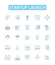 startup launch vector line icons set. Launch, Startup, Entrepreneur, Business, Begin, Fund, Found illustration outline