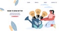 Startup launching idea and business vision concept for website or landing page, flat vector.