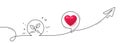 Startup line icon. Idea leaves sign. Continuous line with plane. Vector