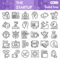 Startup line icon set, Business start symbols collection or sketches. Launch and success linear style signs for web and