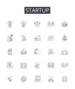 Startup line icons collection. Agile, Scrum, Waterfall, Lean, DevOps, Six Sigma, Kanban vector and linear illustration