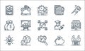 Startup line icons. linear set. quality vector line set such as customers, optimization, start up, piggy bank, manager, money bag