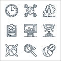 Startup line icons. linear set. quality vector line set such as navigation, search, worldwide, trophy, whiteboard, statistics, Royalty Free Stock Photo