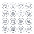 Startup line icons set, creative process, idea, initial capital, e-commerce, project growth and analytics