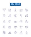 Startup line icons signs set. Design collection of Entrepreneur, Founding, Launch, Business, Innovate, Enterprise