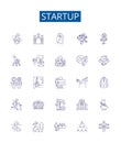 Startup line icons signs set. Design collection of Entrepreneur, Founding, Launch, Business, Innovate, Enterprise