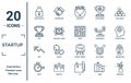 startup linear icon set. includes thin line open padlock, cup, rise, quick, overcome, maze, brainstorm icons for report,