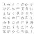 Startup management linear icons, signs, symbols vector line illustration set Royalty Free Stock Photo