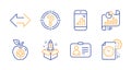 Startup, Medical food and Report document icons set. Sync, Headhunter and Graph phone signs. Vector