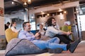 Startup Office Workers Playing computer games Royalty Free Stock Photo