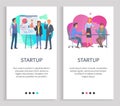 Startup Presentarion on Board, Partners on Meeting Royalty Free Stock Photo
