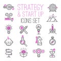 Startup project outline web busines sblack and purple icon set suitable for info graphics websites ui management finance