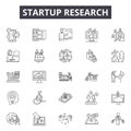 Startup research line icons, signs, vector set, linear concept, outline illustration