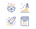 Startup rocket, Development plan and Creative idea icons set. Vocabulary sign. Vector Royalty Free Stock Photo