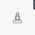 Startup rocket, linear style sign for mobile concept and web design