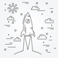 Startup. Rocket thin line icon.