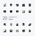 20 Startup Solid Glyph icon Pack like photography sharing applicant share creative