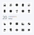 20 Startup Solid Glyph icon Pack like transform flip graph down decrease Royalty Free Stock Photo