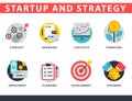 Startup and strategy web busines icon set for websites ui management finance start up vector illustration.