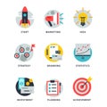 Startup and strategy web busines icon set for websites ui management finance start up vector illustration.