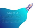 Startup. Successful start of your business. Color gradient illustration of rocket and smoke with place for text. Vector template