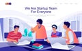 Startup team concept isometric landing page. Royalty Free Stock Photo