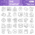 Startup thin line icon set, Business start symbols collection or sketches. Launch and success linear style signs for web