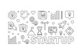 Startup vector horizontal illustration or banner in line style Royalty Free Stock Photo