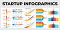 Startup vector infographic. Rocket launch. Presentation slide template. Spaceship fly. Business success diagram chart