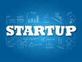 Startup word on light blue background. Vector illustration Royalty Free Stock Photo