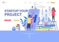 Startup your project flat landing page template