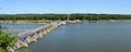 Starved rock lock and dam  Illinois river panorama Royalty Free Stock Photo