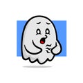 starving cute ghost mascot character illustration. halloween vector illustration