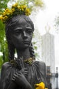 Starving girl statue. Memorial in Commemoration of Famines' Victims in Ukraine.