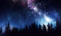 Stary clear night sky. Mixed media Royalty Free Stock Photo