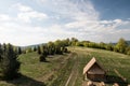 Stary Gron hill above Brenna village in springtime Beskid Slaski mountains in Poland