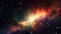 Stary night cosmos. Universe science astronomy. Colorful space galaxy cloud nebula. Generative AI for banner, poster, cover,