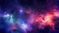 Stary night cosmos. Universe science astronomy. Colorful space galaxy cloud nebula. Generative AI for banner, poster, cover,