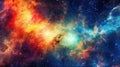Stary night cosmos. Universe science astronomy. Colorful space galaxy cloud nebula. Generative AI for banner, poster, cover,