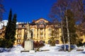 Stary Smokovec, Slovakia - January 01, 2020: View of the Grand Hotel in popular resort Stary Smokovec Royalty Free Stock Photo