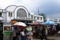 Stasiun kota old train station in Jakarta Indonesia dutch colonial building with street vendor in front