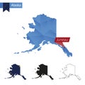 State of Alaska blue Low Poly map with capital Juneau