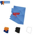 State of Arizona blue Low Poly map with capital Phoenix Royalty Free Stock Photo