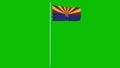 State Arizona Flag Waving on wind on green screen or chroma key background. 3d rendering Royalty Free Stock Photo