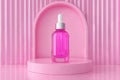 A state-of-the-art biotech beauty bar featuring holographic touch-screen selections and robotic precision blending of AI